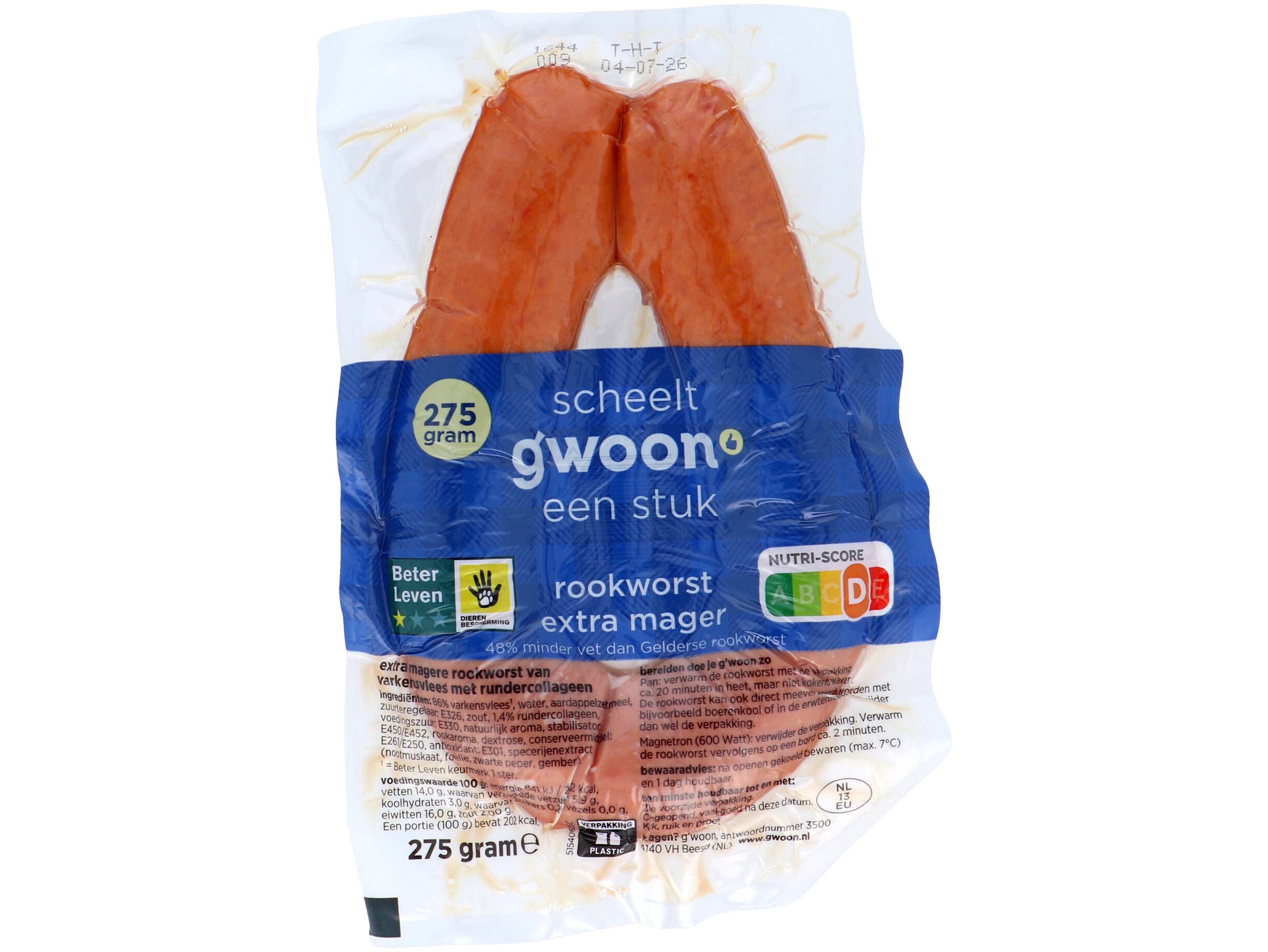 G'woon Extra magere rookworst