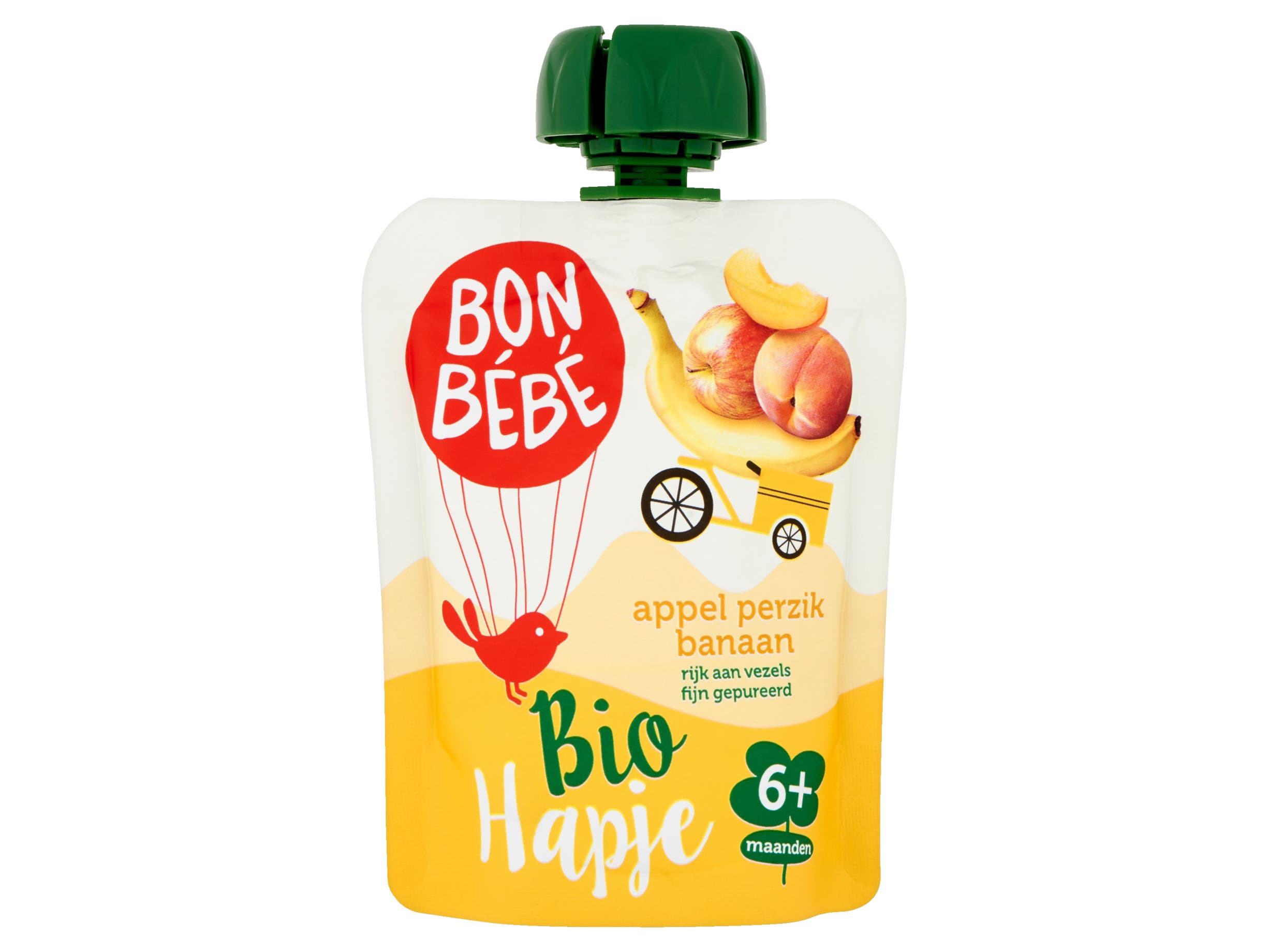 Bonbebe Perzik banaan pouch bio 4+ mnd