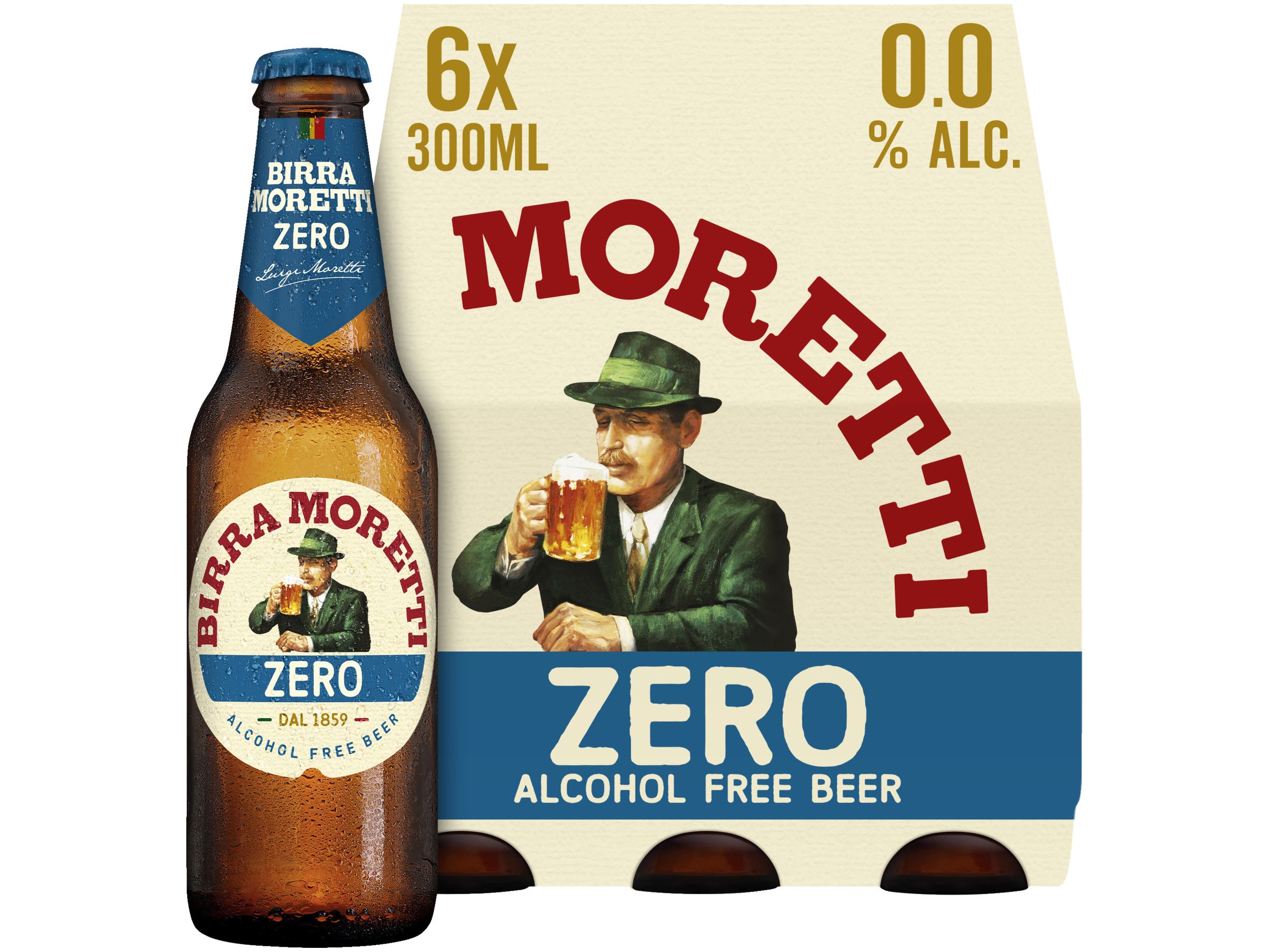 Birra moretti Zero 0.0 Bier Fles 6-pack