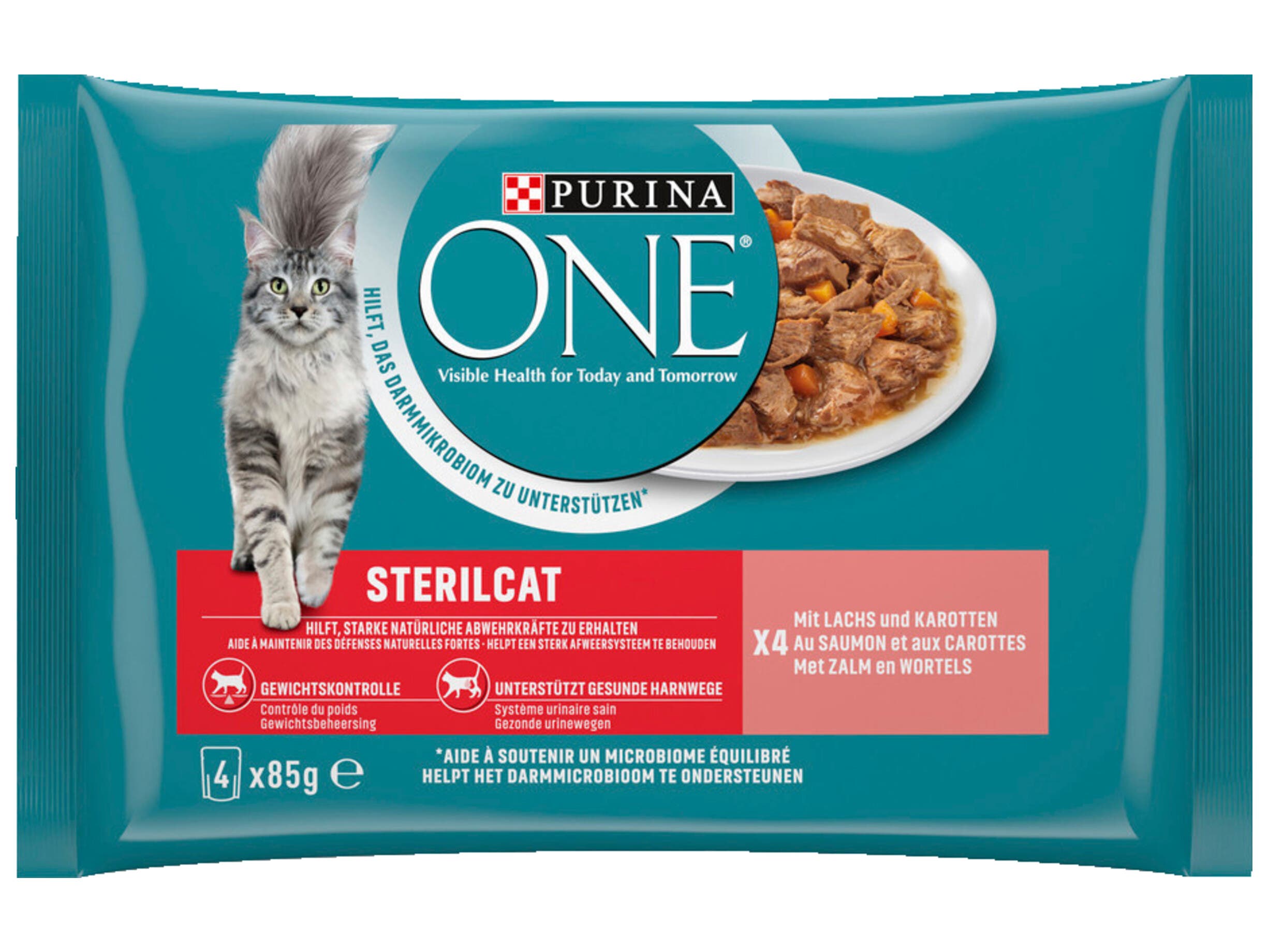 Purina one Sterilcat mini filets zalm en wortel