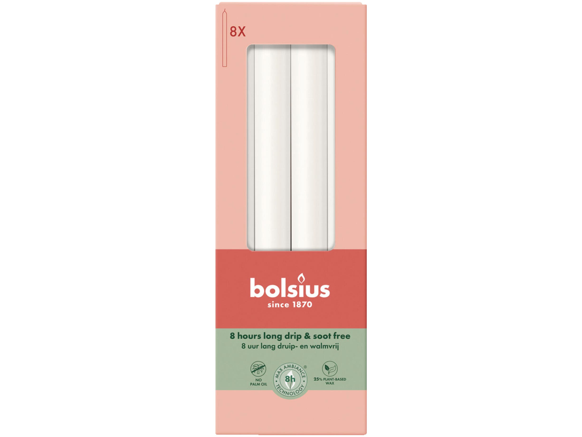 Bolsius Gladde dinerkaarsen wit