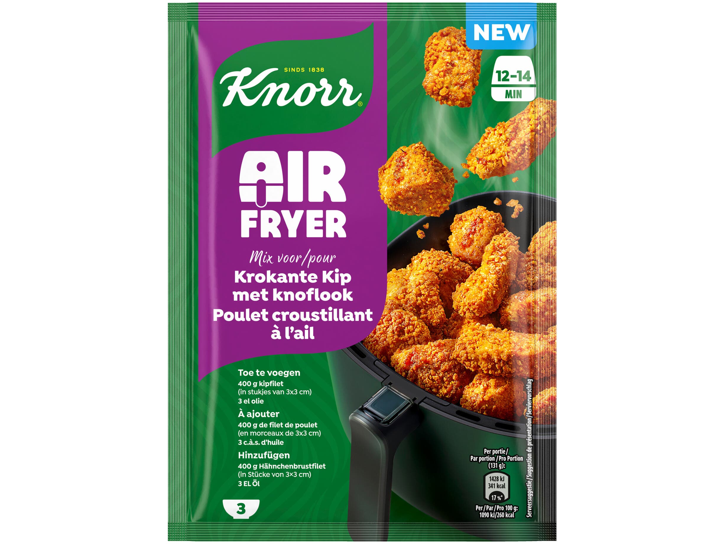 Knorr Air fryer mix voor krokante kip knoflook